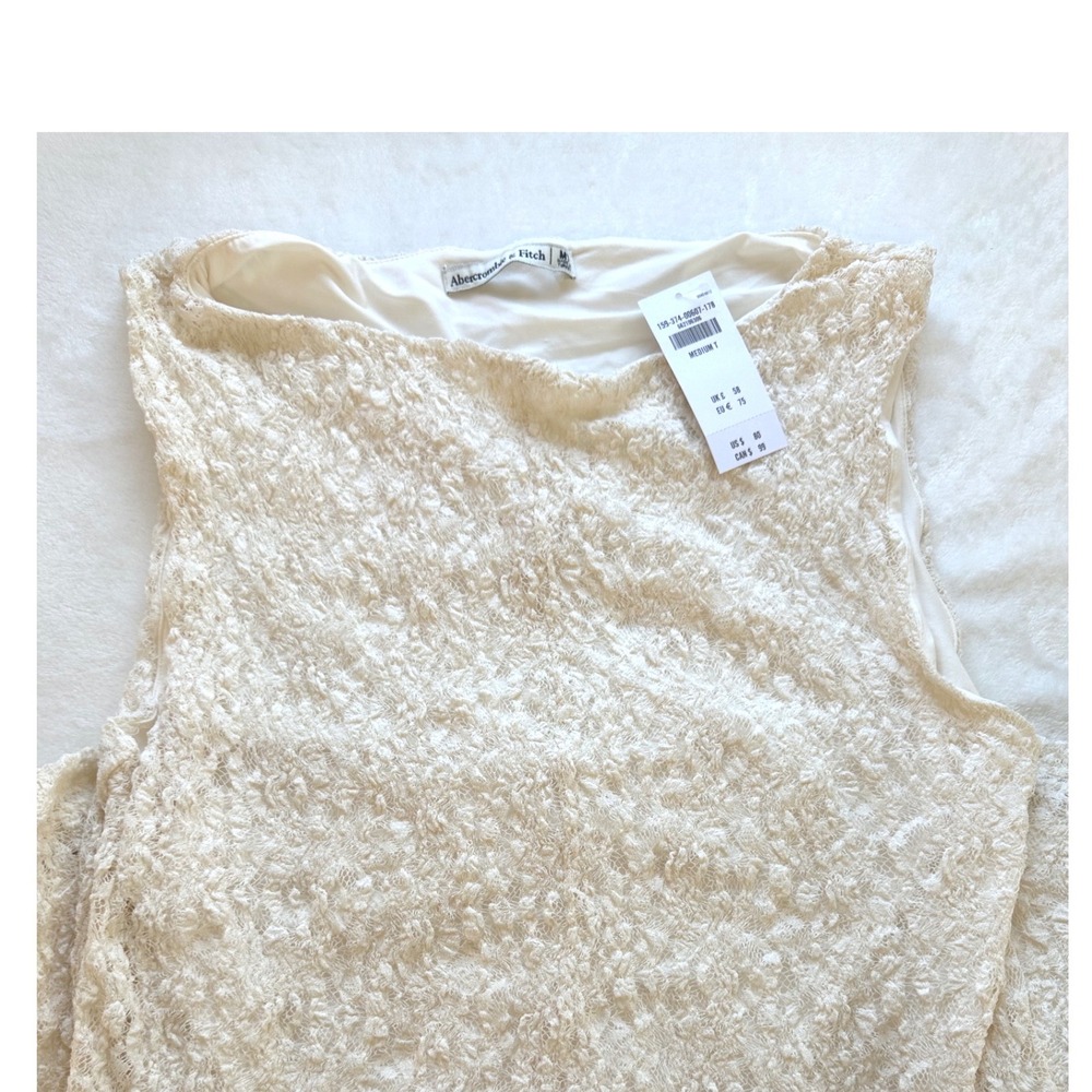 Abercrombie Cream Lace Dress Medium Wedding Guest Flowy Coquette Balletcore NWT - Picture 9 of 9